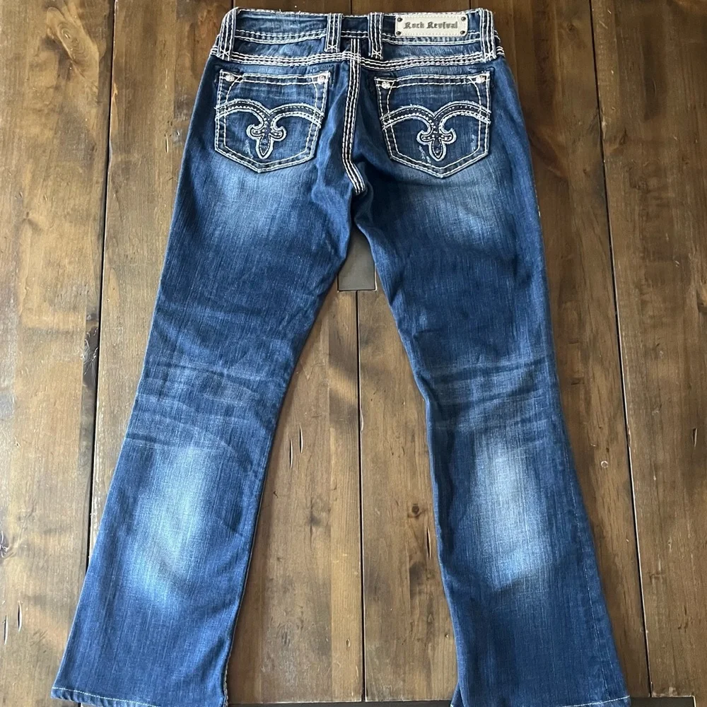 Rock Revival Alanis Boot Cut Woman’s Jeans Size 30 Denim Wash Embroidered - Picture 4 of 16